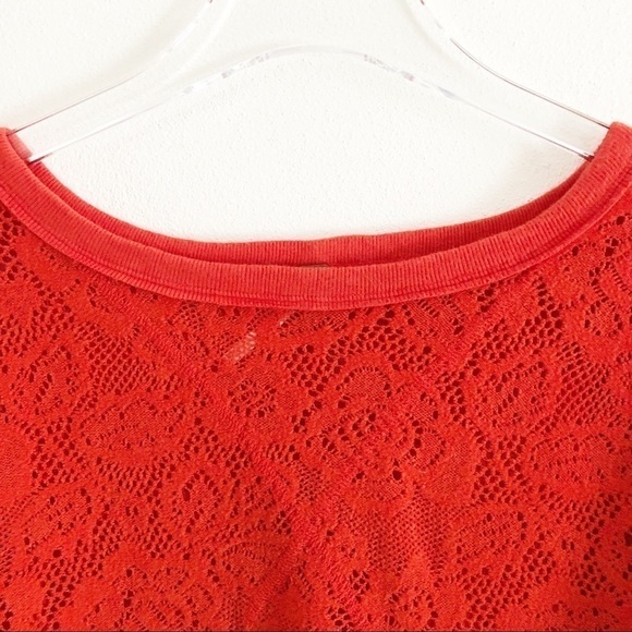 Free People Lace Pullover Orange Top Small - Picture 12 of 16